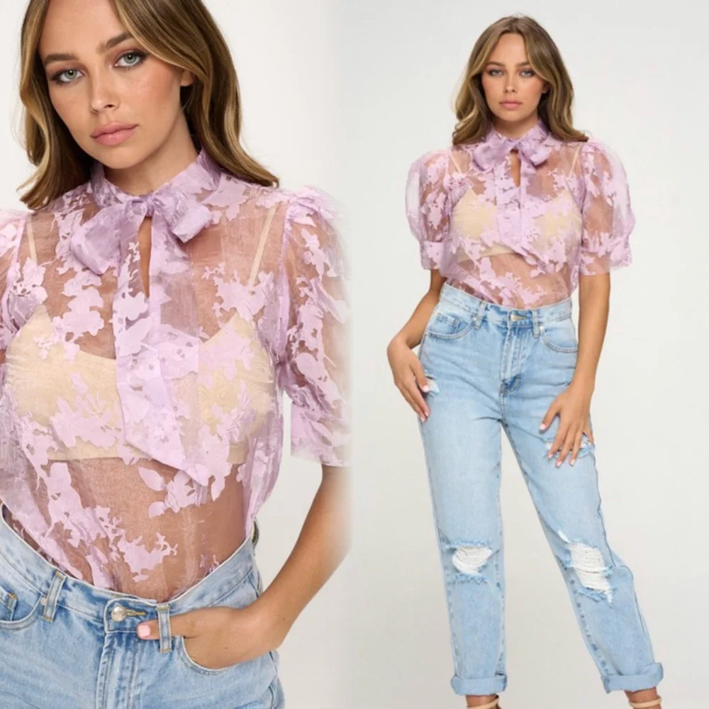 Gorgeous lilac organza sheer top